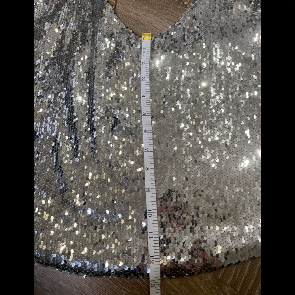 Statement Silver Sequin Cami With Gold Hardware S… - image 3